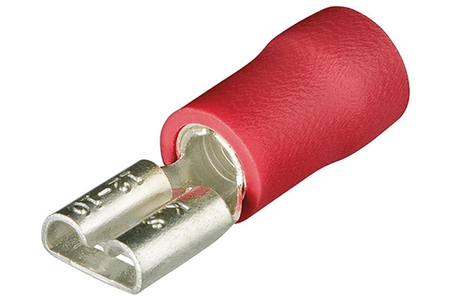 Ploché zásuvkové koncovky izolované, červené/100ks, Knipex