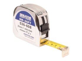 Svinovací metr s&nbsp;chromovým pouzdrem 8m/25" SENATOR