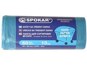 Sáčky na tříděný odpad 60L - 10 ks, modré - na papír