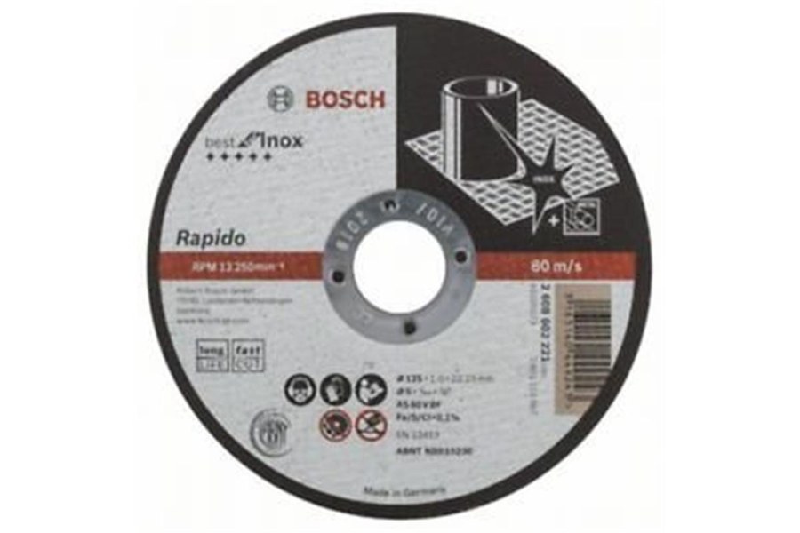 Dělicí kotouč rovný Best for Inox - Rapido Long Life - A 60 W BF 41, 125 mm, 22,23 mm, 1,0 mm BOSCH
