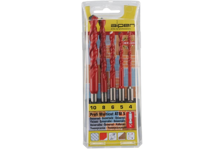 ALPEN HM-univerzální vrták sada Profi-Multicut 1/4"šestihr.dřík 4-10 mm 5-dílná ALPEN