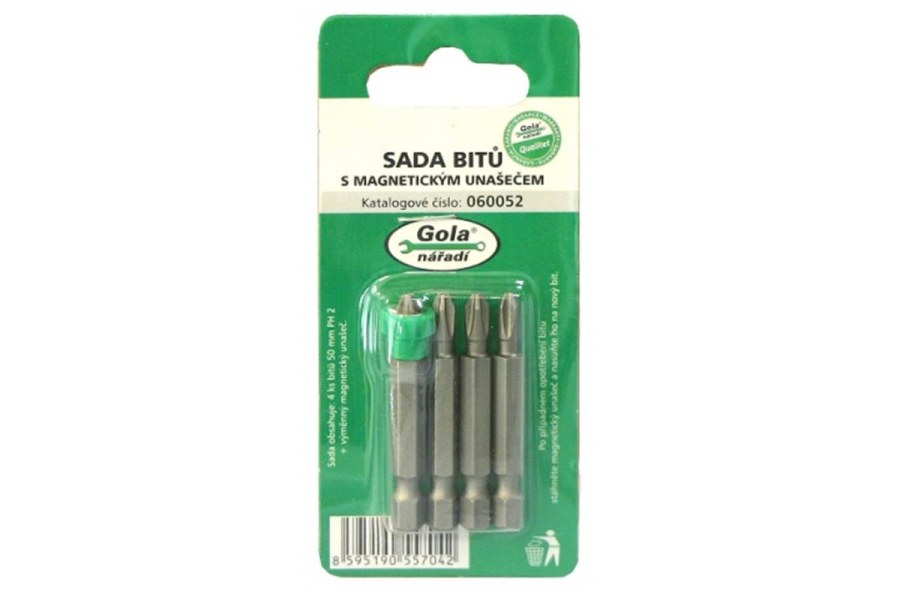 Sada bitů PH2 s&nbsp;magnetickým unašečem 5 dílů Gola Nářadí 060052