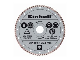 Kotouč diamantový turbo 200x25,4 mm k&nbsp;řezačkám TPR 200/2 a&nbsp;RT-SC 560 U Einhell