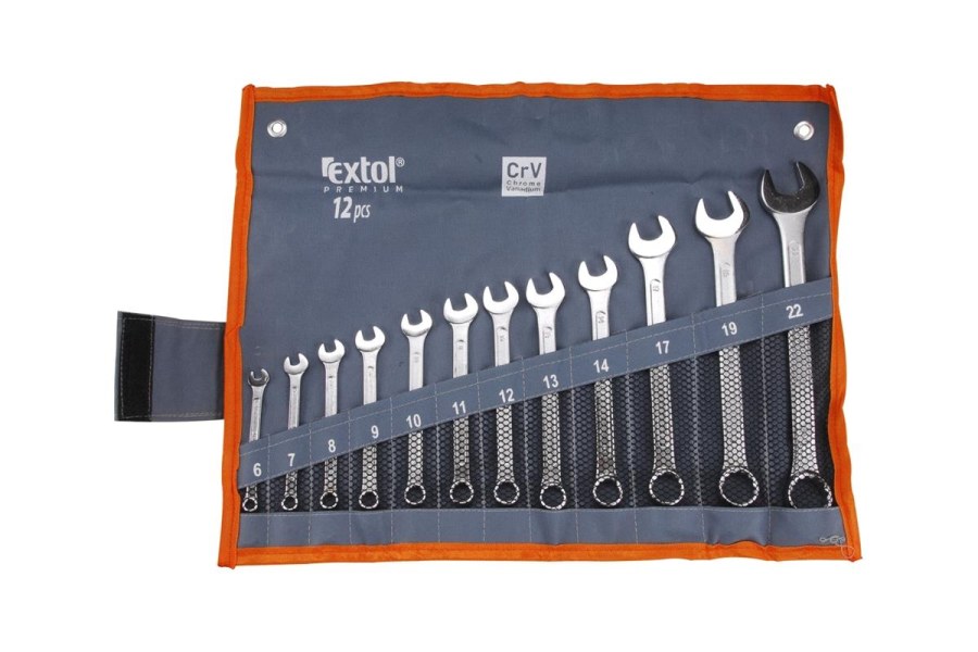 Klíče očkoploché, sada 12ks, 6-22mm, CrV (6333) EXTOL PREMIUM