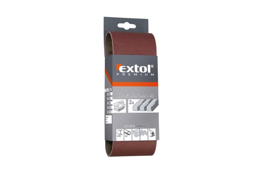 Plátna brusná nekonečný pás, bal. 3ks, 75x457mm, P60 (8803506) EXTOL PREMIUM - 