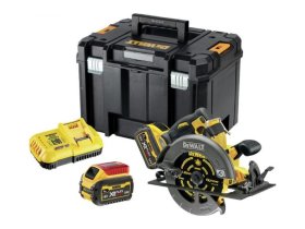 Bezuhlíková aku okružní pila 54 V, kotouč 190 mm, 2x aku 6,0 Ah, kufr Tstak DeWalt