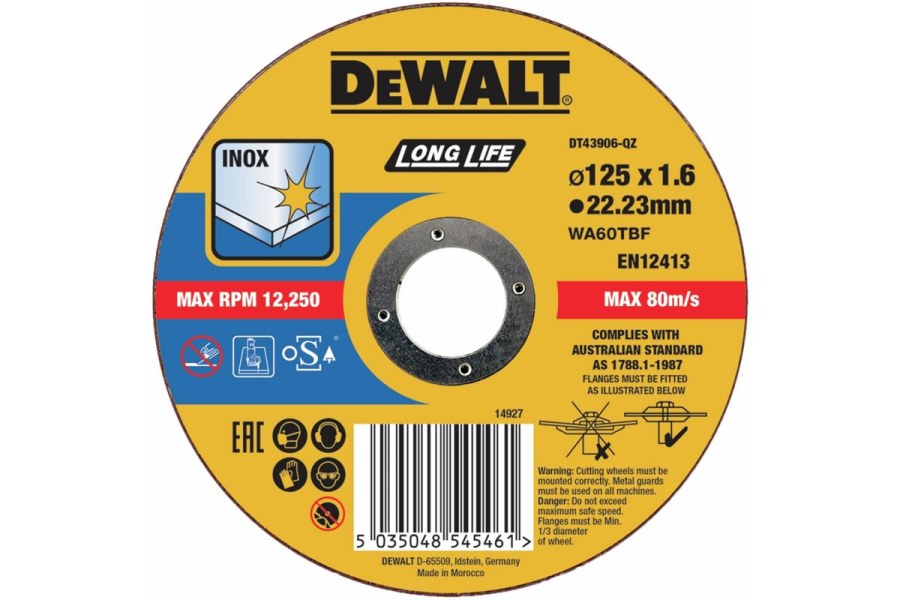 Řezný kotouč rovný 125x1.6x22.2mm Dewalt